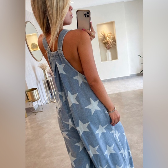 Gorgeous Star Denim Overalls with Pockets - Picture 3 of 5